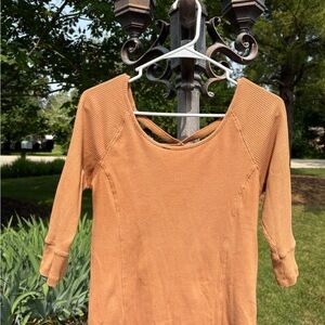 Ribbed Tan Long Sleeve Top